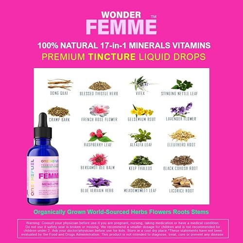 Miniatura 4 de Wonder Femme - Suplemento de alivio hormonal a base de plantas para la menopausia y sofocos, 100% natural, 17 herbarios para mujeres, suplemento de