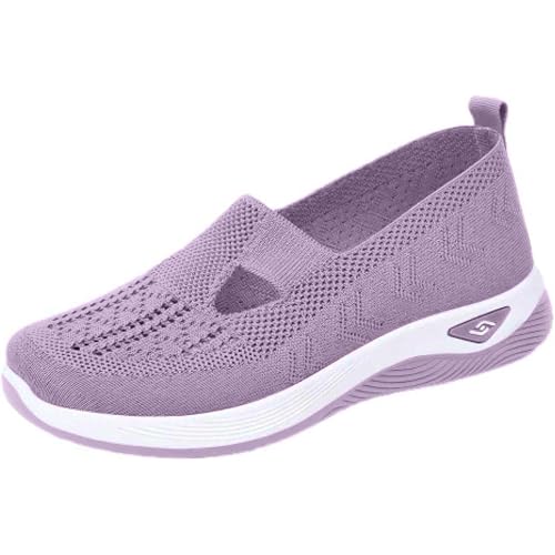 Women's Slip on Sneakers Shoes Woven Orthopedic Breathable Soft Shoes Walking Diabetic Foam Shoes Hands Free Slip in