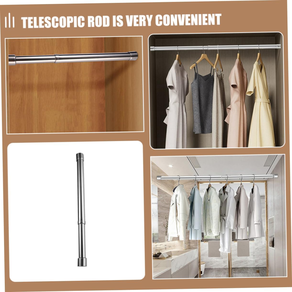 IMIKEYA Adjustable Telescopic Clothes Rod Heavy Duty Stainless Steel Closet Pole for Wardrobe Laundry Bathroom and Living Room Use