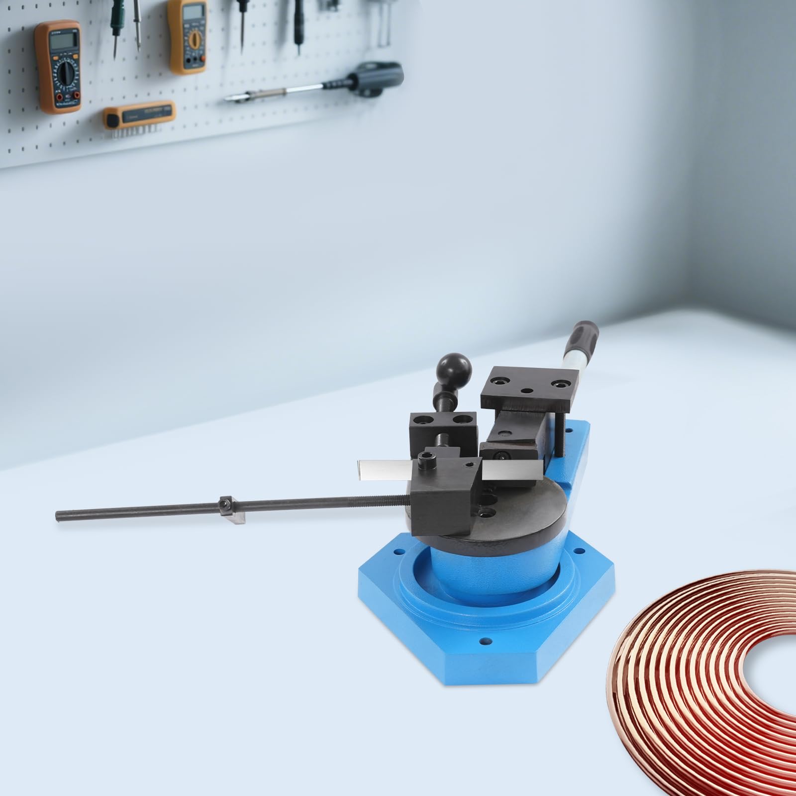 SBG-40 - Piegatrice universale in metallo, per 15 mm, in acciaio piatto da 30 x 8 mm, con 3 forme, utilizzabile manualmente per officine, lavorazione dei metalli (blu)