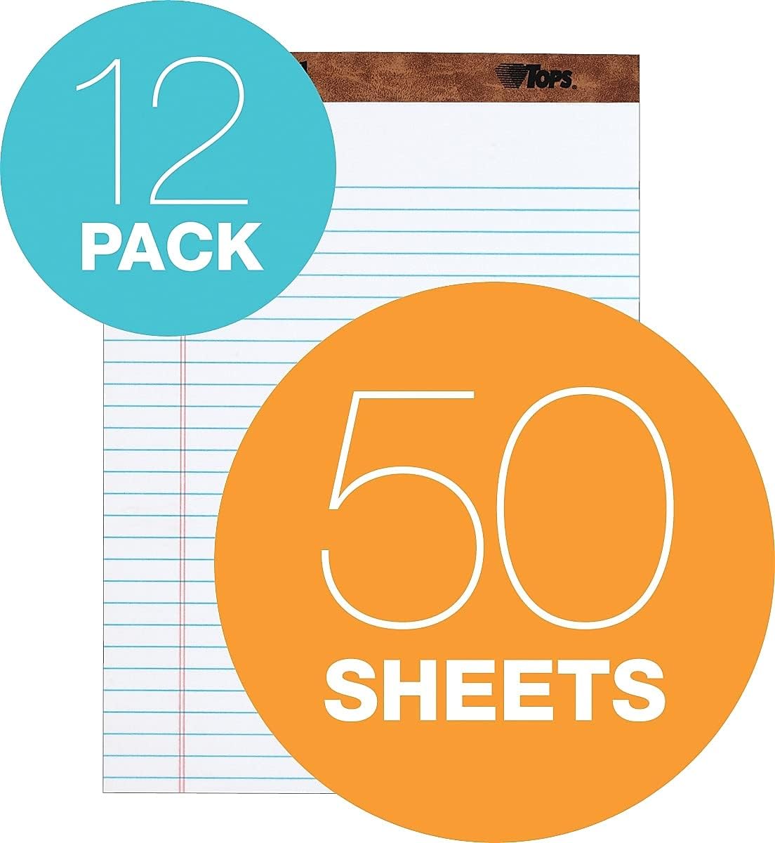 TOPS 7533 Legal Pads,Legal Ruled,8-1/2-Inch x11-3/4-Inch,50Sht,12Pack/DZ,CA