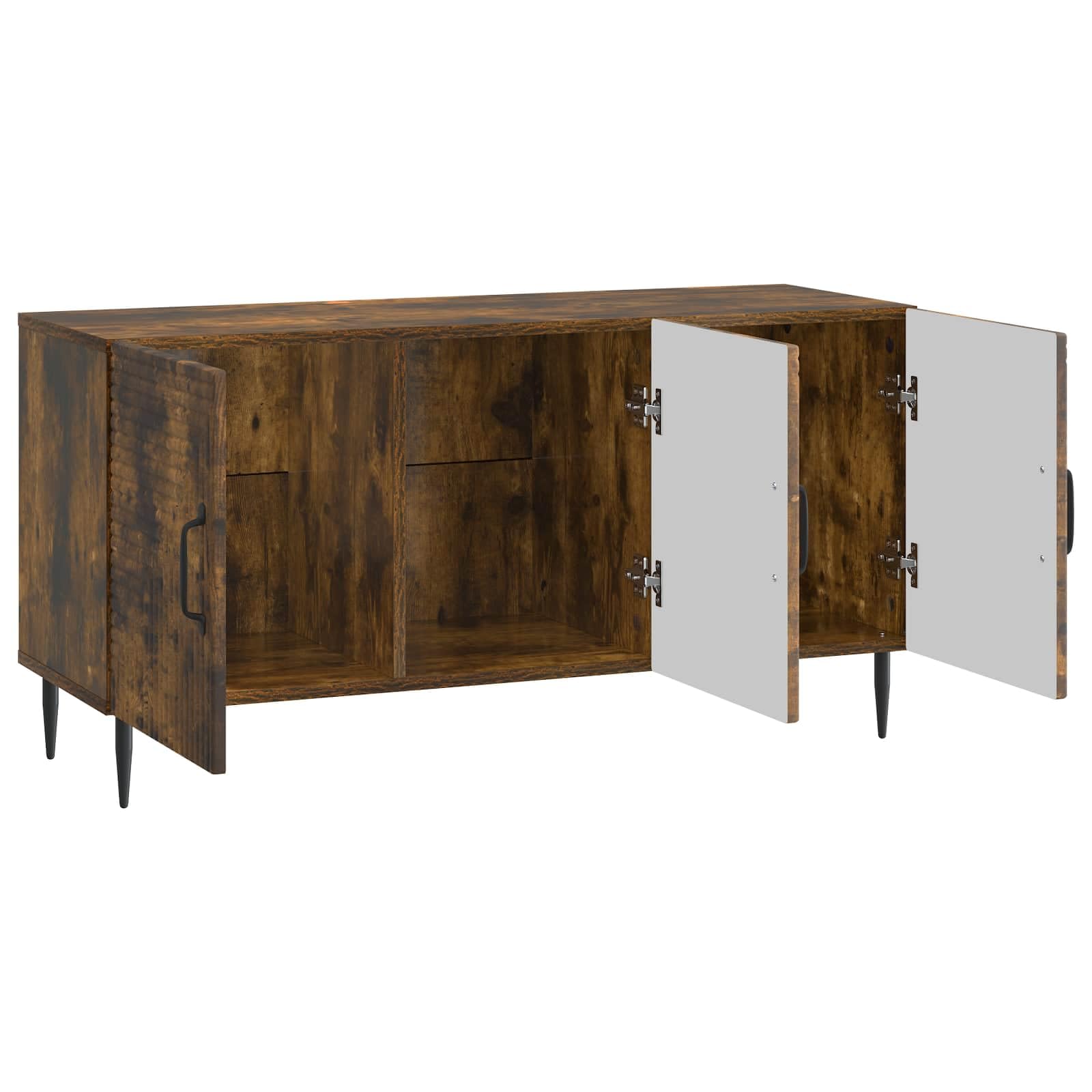 Mobile TV in legno di rovere affumicato, 99 x 34,5 x 50 cm, con gambe sottili in metallo, spazioso, versatile, per soggiorno, console multimediale, console da gioco