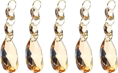 Miniatura 7 de PATIKIL Lágrima de cristal transparente, paquete de 5 prismas de araña de 1.496 pulgadas, cuentas colgantes con cuentas octogonales de 0.555