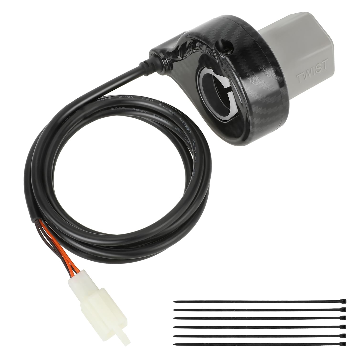 MX350 Imitation Carbon Fiber Throttle Replacement for Razor MX400 MX350 (V33+) SX350 Dirt Rocket Bike E300 (V20+) E200 (V24+) Electric Scooter Pocket Mod, 24V Twist Throttle with Zip Tie