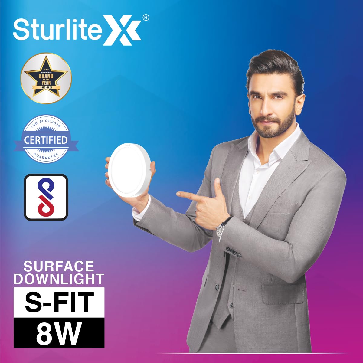 Sturlite S-FIT 8W Round LED Surface Light| 6500k Cool White Color Temperature| 640 Lumens with CRI Tech for Accurate Color Representation - (Pack of 4) 1