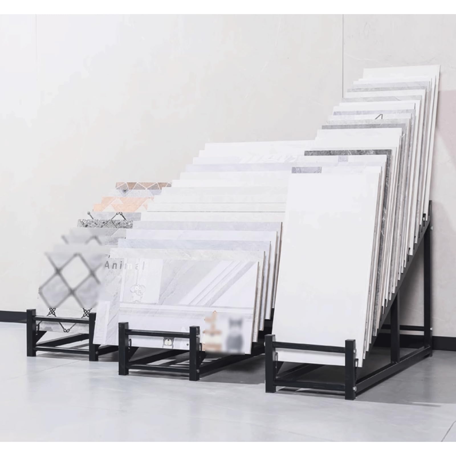 Metalowy stojak na próbki płytek podłogowych, porcelanowy i ceramiczny stojak na próbki, półka ekspozycyjna na próbki materiałów budowlanych, jej