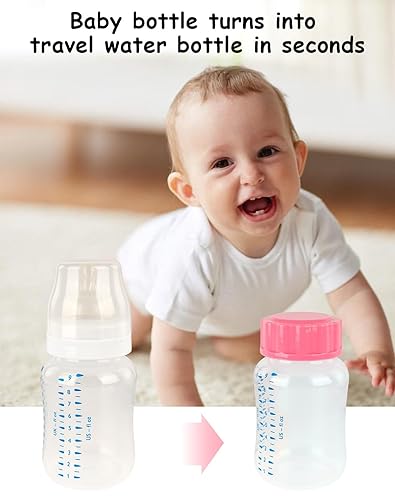 Miniatura 6 de Tapas para botellas de viaje y almacenamiento compatibles con biberones de Avent, reemplazo de tapas de botellas, 8 unidades, color rosa