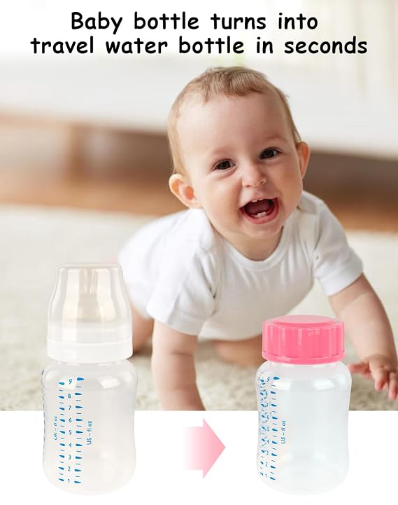 Travel and Storage Bottle Caps Compatible with Avent Baby Bottles, Bottle Lids Replacement, 8 Count, Pink