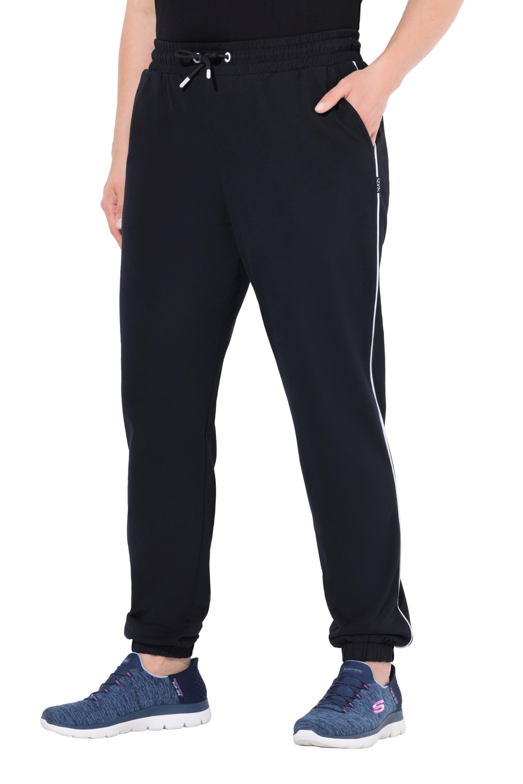 Ulla Popken Damen große Größen Übergrößen Plus Size Jogginghose, Seitenpaspel, Elastikbund, elastischer Saum 842798