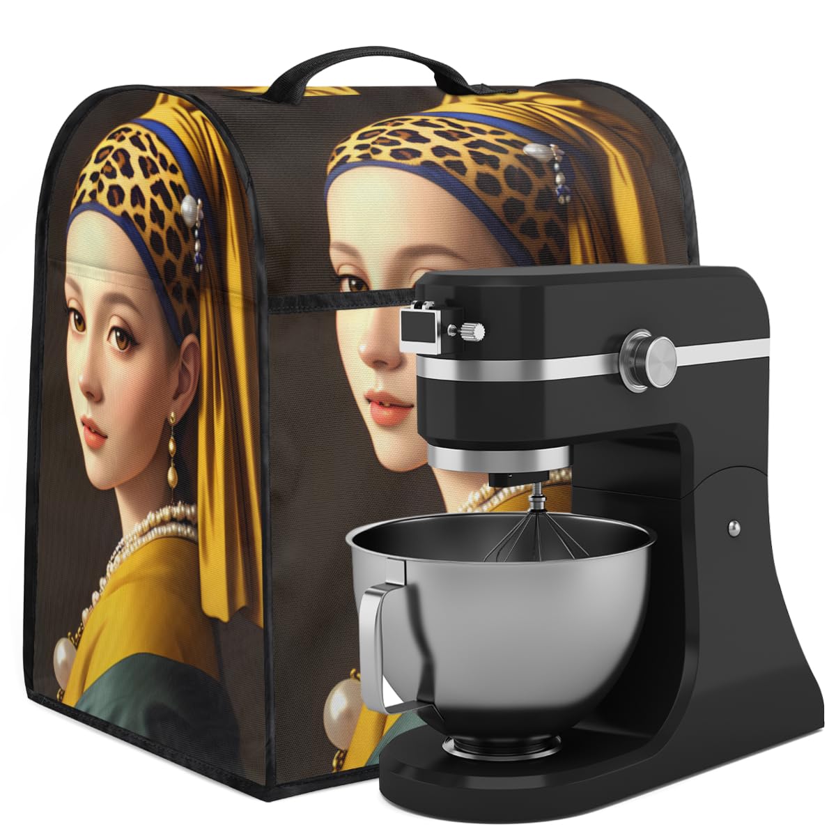 Coffee Maker Cover Girl With A Pearl Earring Kitchen Appliance Covers Small Appliance Covers Blender Cover Juicer Cover Dust Covers for Kitchen Appliances with Top Handle and Pockets,Washable,C734