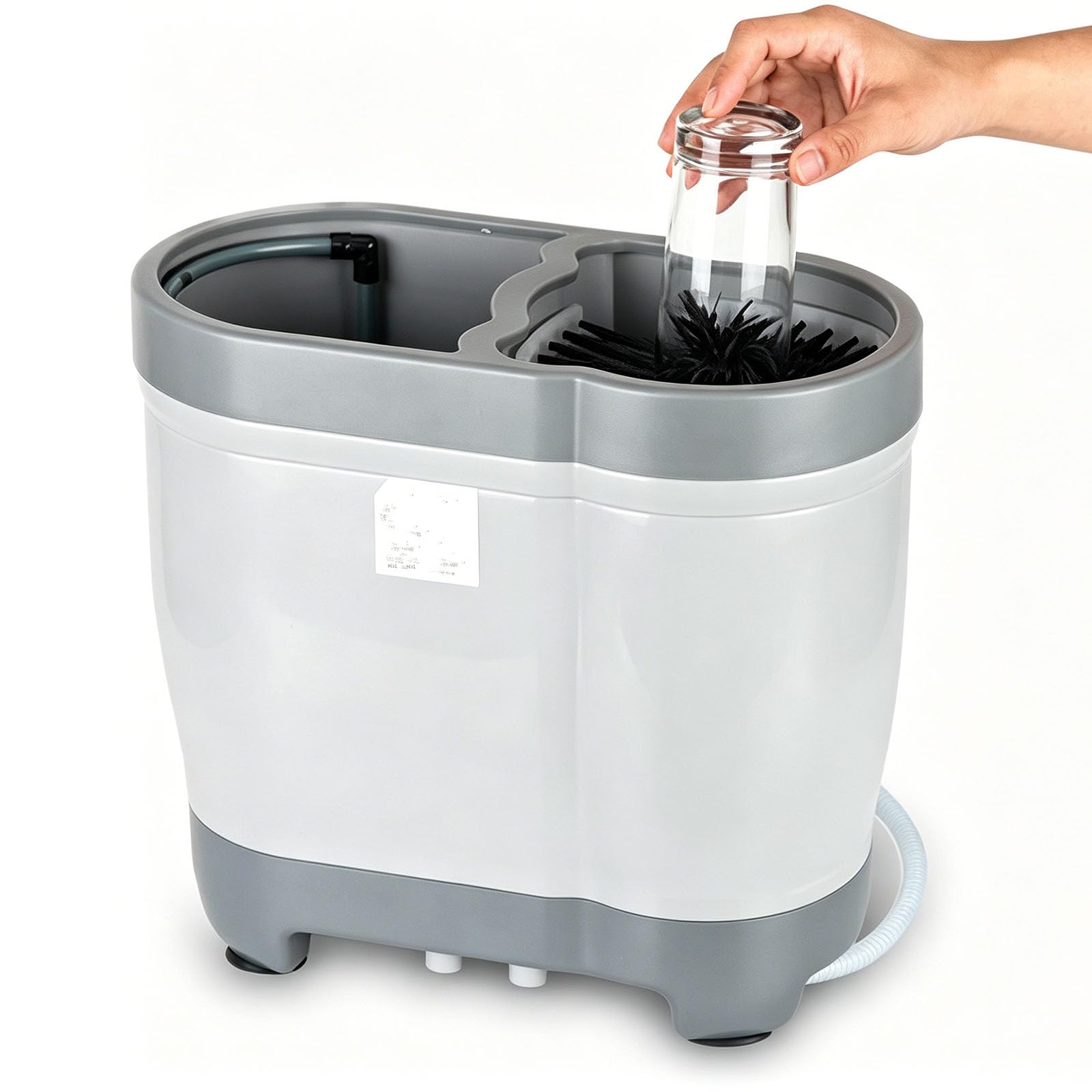 Lavavasos De Presión, Máquina Automática para Lavar Vasos con 2 Cepillos, Enjuague A Presión, Fregado Interior Y Exterior Simultáneo, No Requiere Electricidad, Ideal para Fiestas, Bares Y