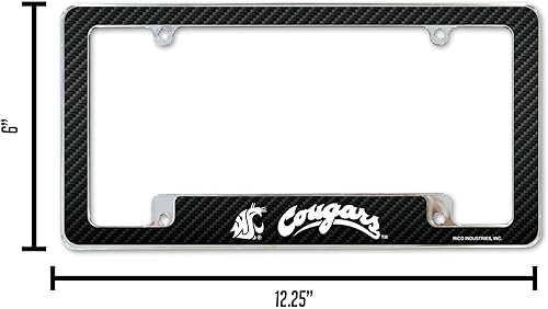 Miniatura 12 de Rico Industries NCAA Carbon Fiber 12" x 6" Chrome All Over Automotive License Plate Frame for Car/Truck/SUV