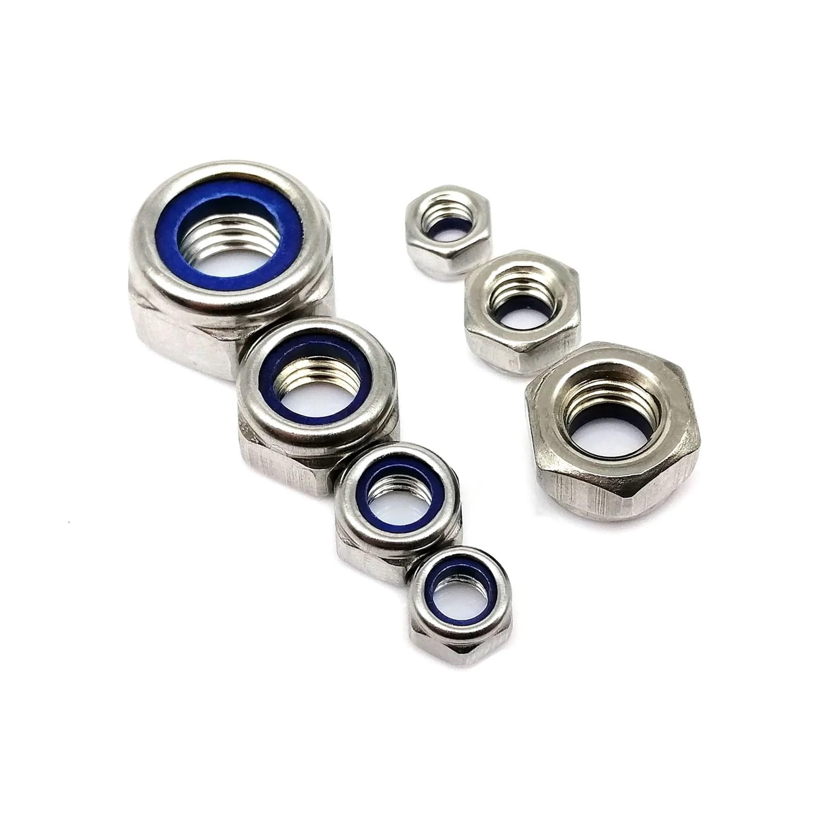 2-50 pezzi da M4 a M16 filettatura sinistra opposta inversa in acciaio inossidabile 304 dado autobloccante in nylon esagonale inserto in nylon dado autobloccante(M16 2pcs)