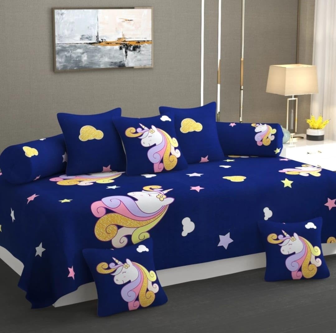 CLiDE Diwan Cover Glace Cotton Premium Cloth Quality Designer Printed 8 Pieces Standard Diwan Set (1 Single Bedsheet, 2 Bolster Covers, 5 Cushion Covers) (Jaipuri Print) (DIWAN - 18) (B0DFVD3TYR) Amazon Price History, Amazon Price Tracker