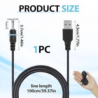 Universal USB to 5V DC Cable Replacement Charging Power Cord