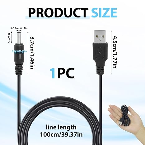 Universal USB to 5V DC Cable Replacement Charging Power Cord