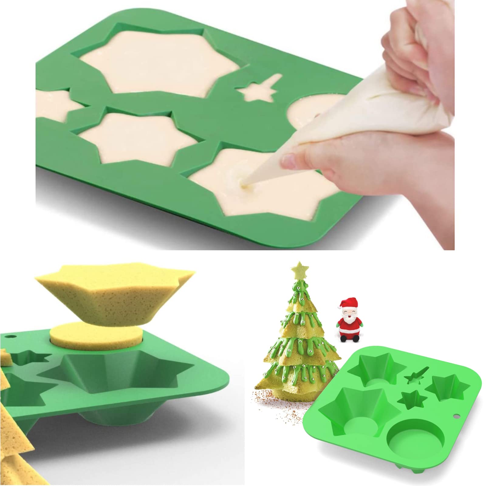 Kichvoe Weihnachtsbaum Backform Aus Silikon – 3D Kuchenform Für Cupcakes, Schokolade & Fondant