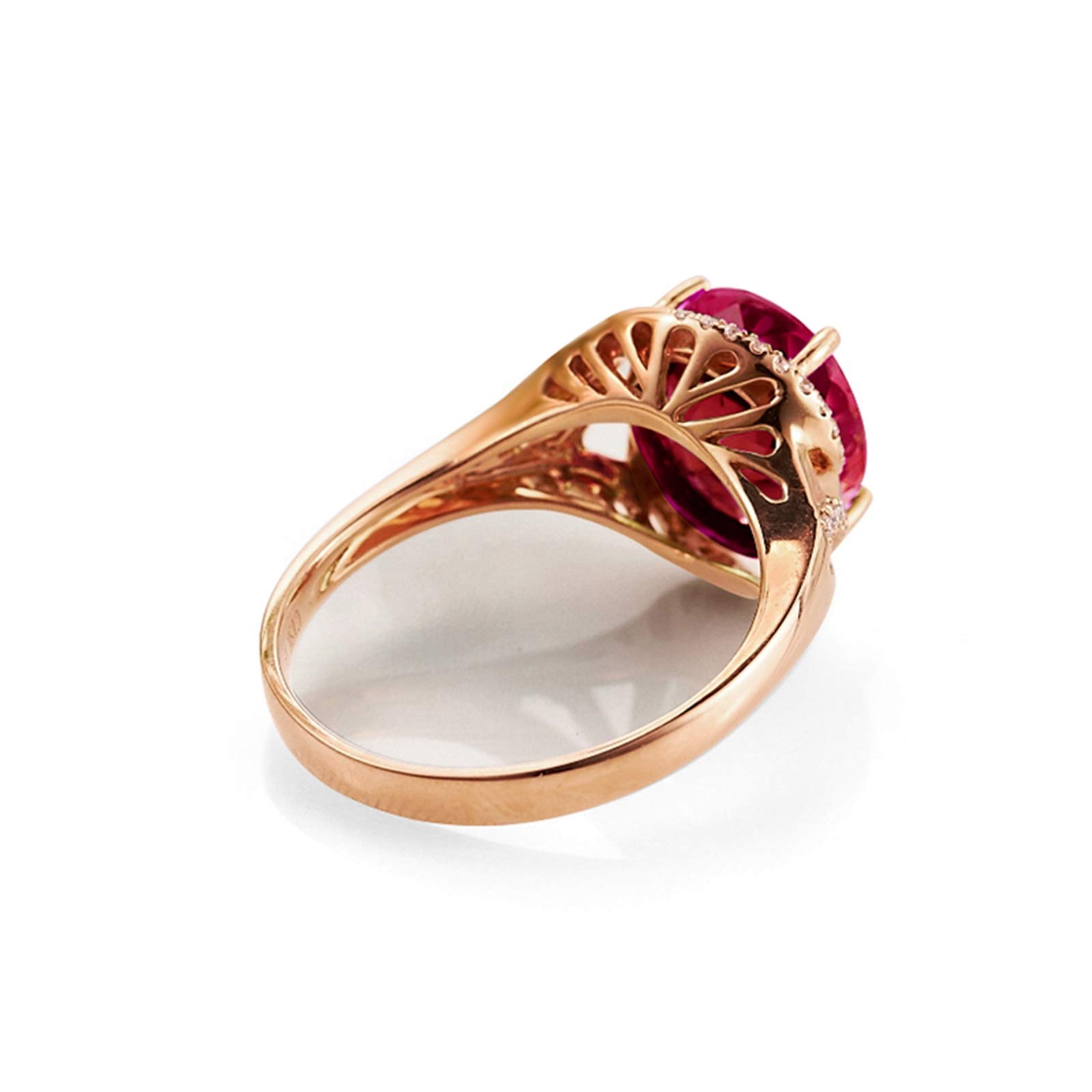 Beydodo Pierścionki z różowego złota, 18 K, owalne, turmalinowe, 2,1/3 ct, bez niklu, pierścionek damski z diamentem e różowe złoto, 61 (19,4), colore: 2.1ct, cod. TLLWGZ1034