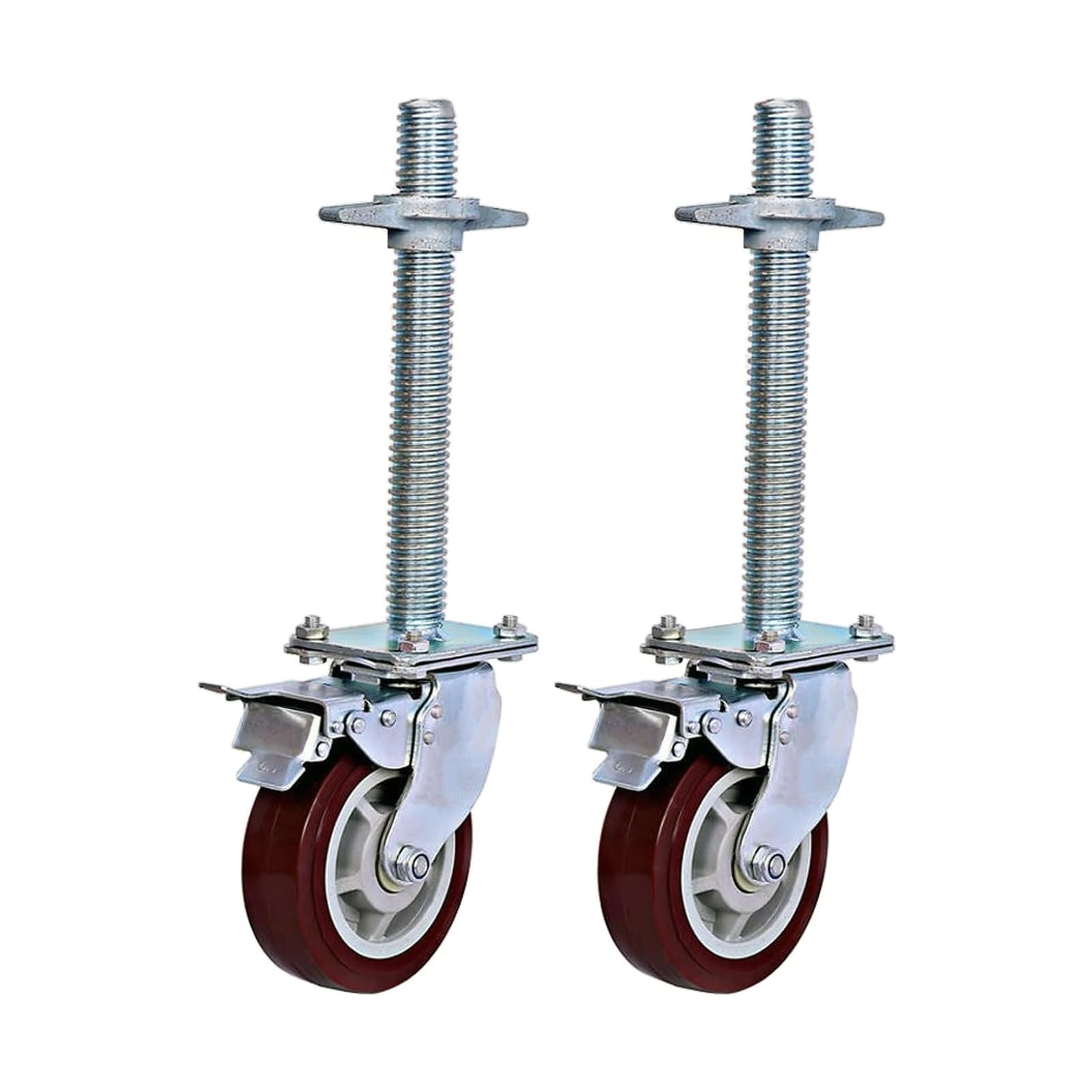 GYRAZXS Steel Spindle Scaffold Wheels 2 Pack with Brakes 20cm Spindle Rollers for Scaffolding Compatible with Various Brands & Reliable Scaffold Casters