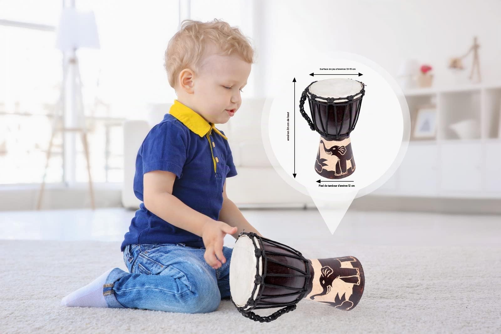30cm tambour djembé professionnel enfants bongo éléphant bon son commerce équitable