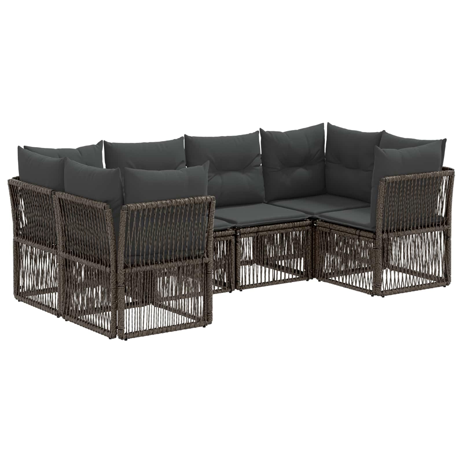 Set di divani da giardino, 6 pezzi, in polyrattan, grigio