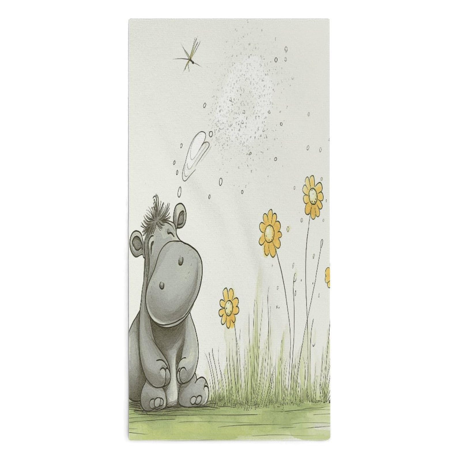 Btcowzrv Style Hippo And Dandelion Bath Towel Beach Towels Shower Towel