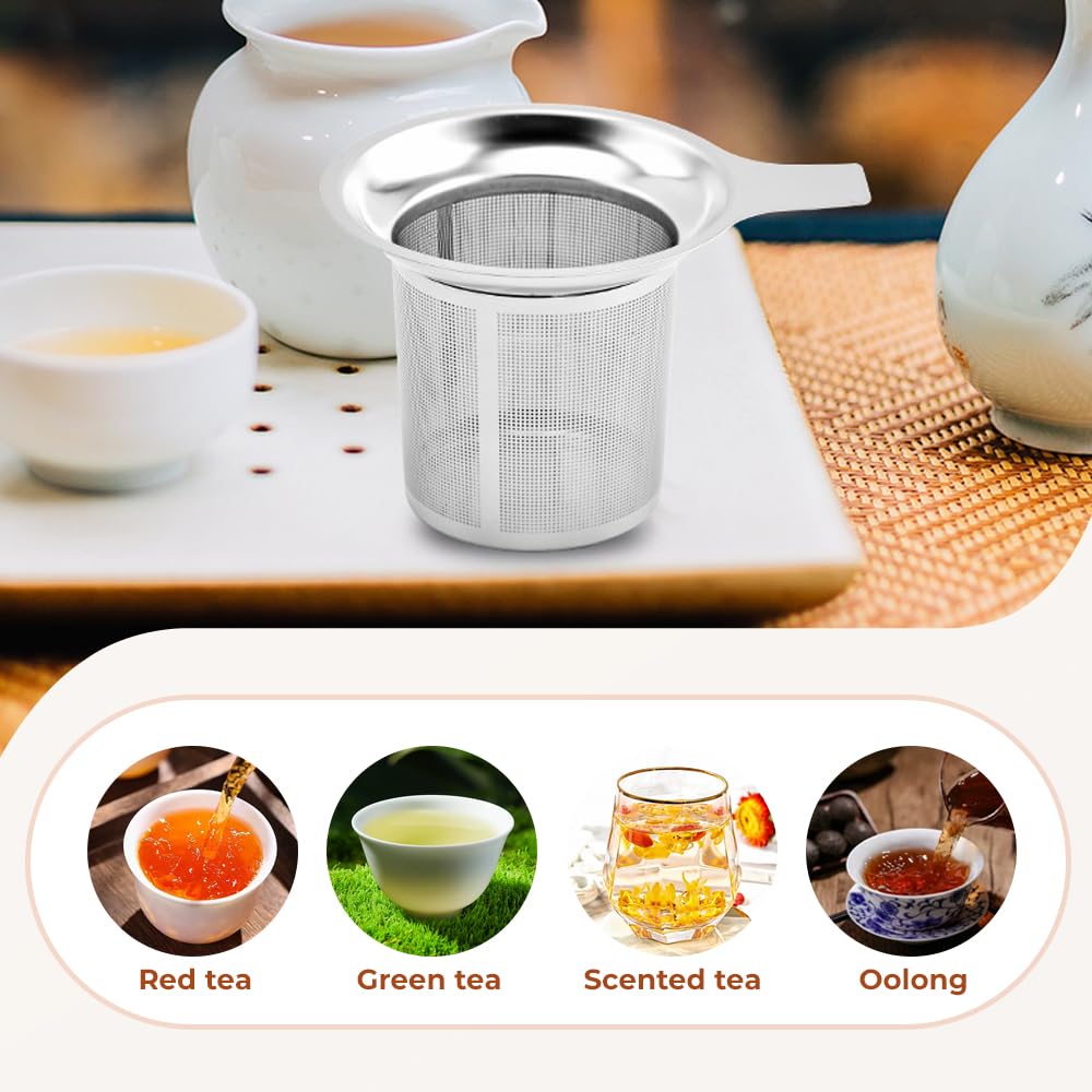 Stainless Steel Tea Infuser Strainers, 2025 New Tea Strainers & Filters for Loose Tea with Heat Proof Handles, Extra Fine Mesh Strainer Cups to Steep Loose Leaf Tea and Coffee (PC): 1
