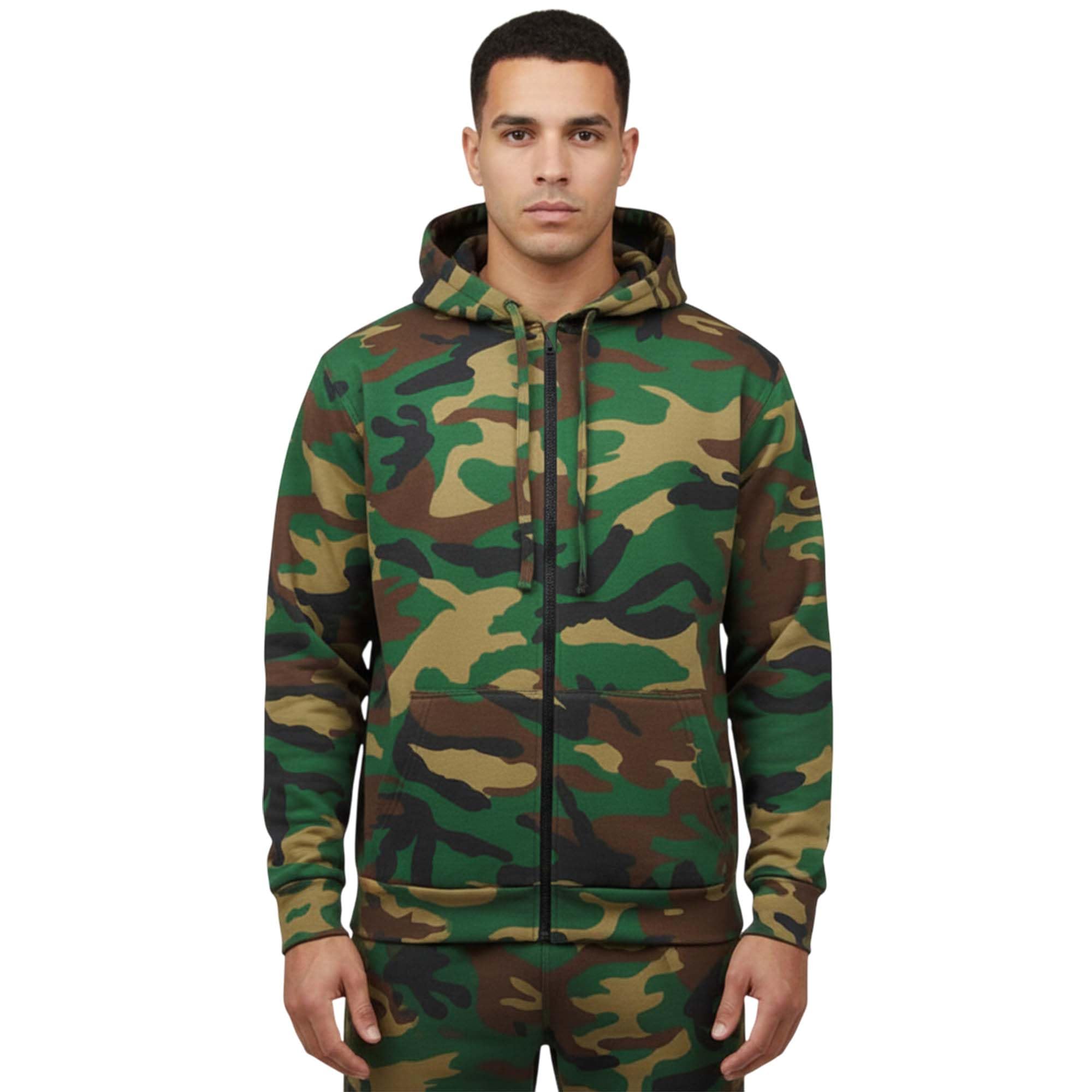 Mens Game Woodland Camouflage Fleece | Hooded Top | Zip Hoodie | Joggers