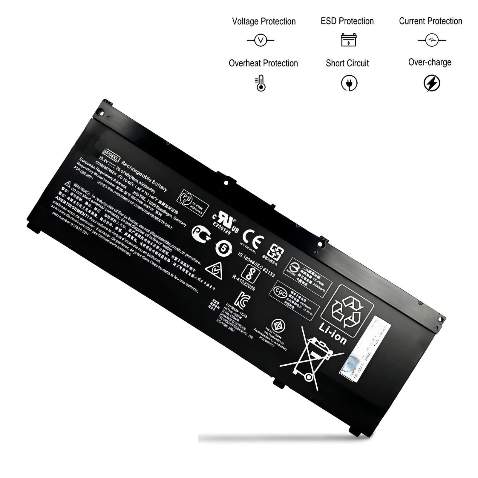 Batteria for laptop SR04XL, compatibile con Pavilion Gaming 15, 2018, 4550 mAh/70,07 WH, batteria a lunga durata | Plug and Play