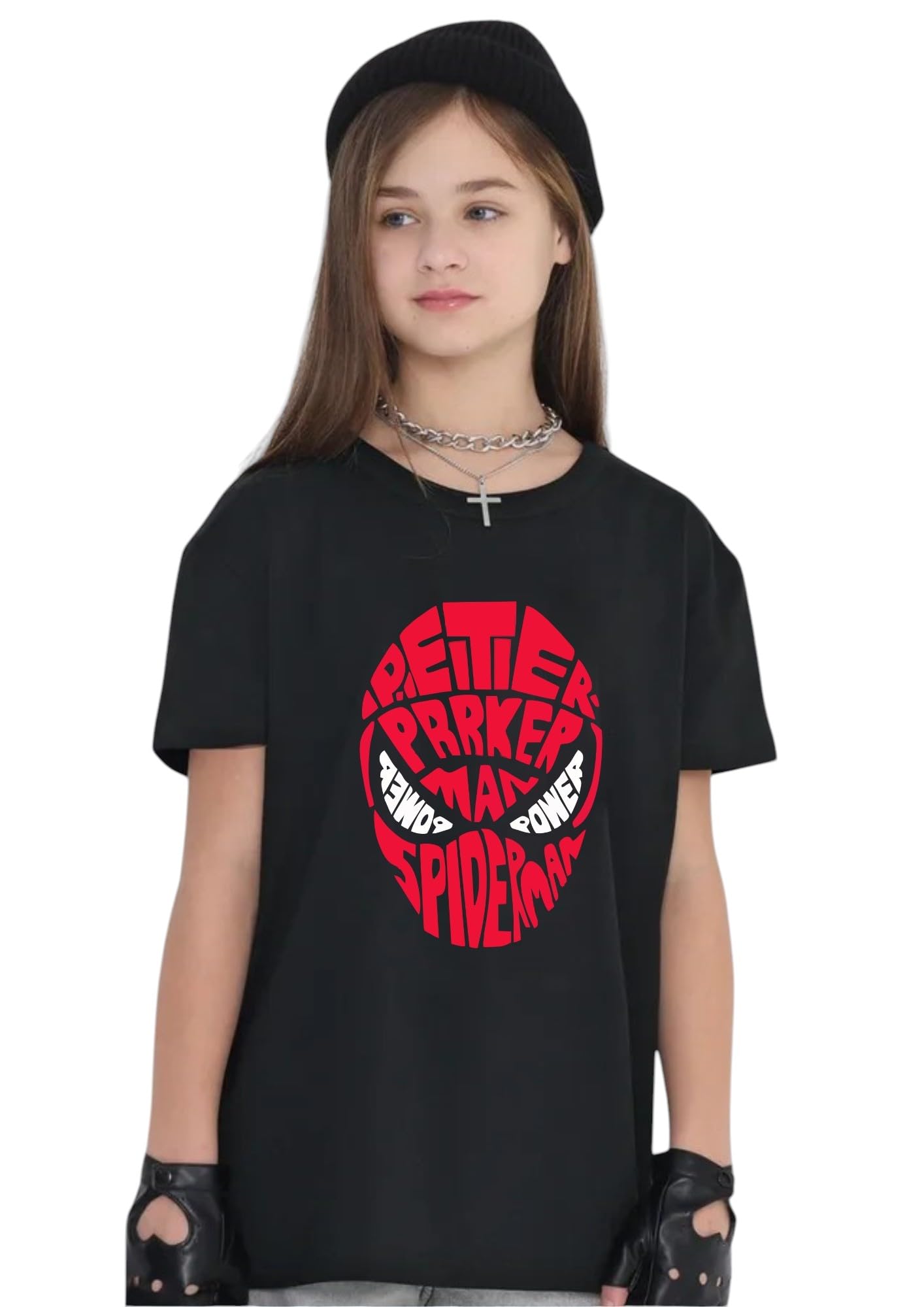 Uniplanet Store Camiseta de mezcla de algodón, media manga, ajuste regular, estampado de araña, color negro