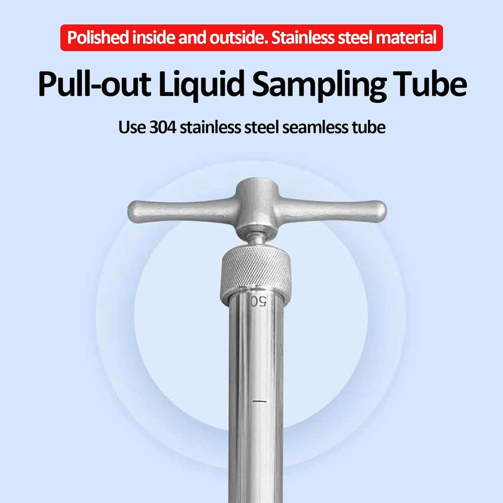 Muestreador de líquidos de Acero Inoxidable 304, 1 m (3,2 pies) de Capacidad para Laboratorio, investigación científica y Uso Industrial - Herramienta de muestreo extraíble y Duradera