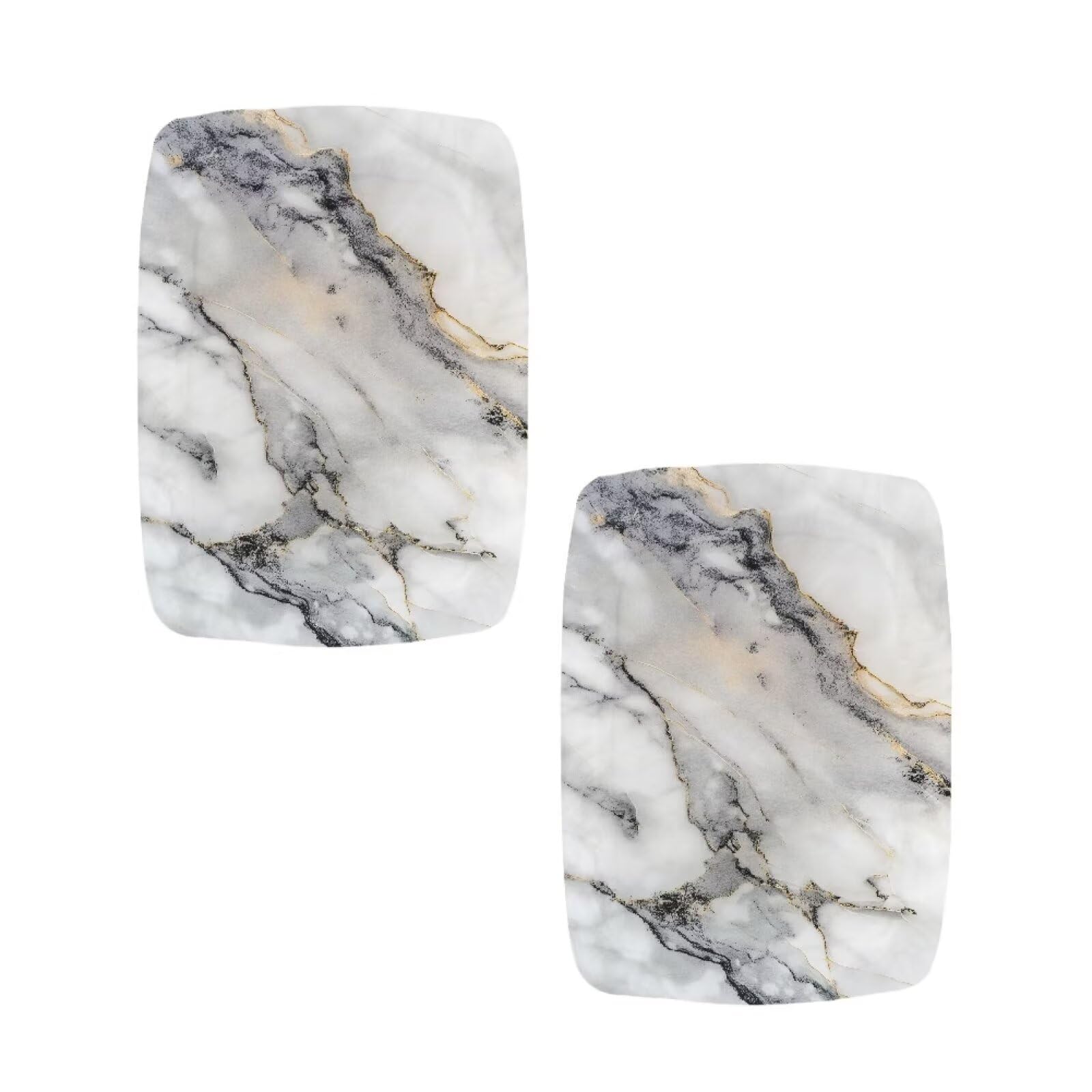 Vanideaoty White Marble Stool Covers Square 2 Pack Rectangle Vanity Stool Covers with Elastic Stool Covers for Bathroom Kitchen Island Chairs Cushion Protector
