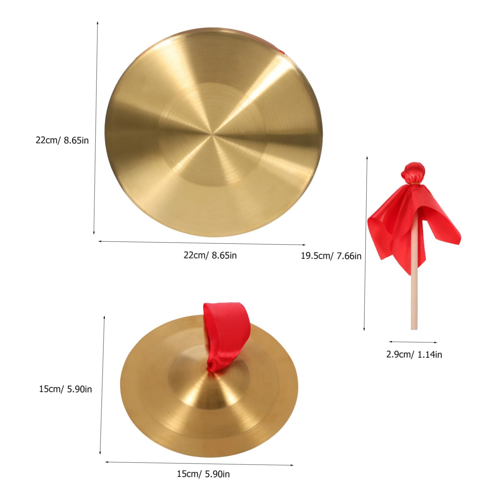 ifundom Chinese Gong Cymbals Set 22cm Gong 15cm Cymbal Pair Versatile Percussion Instrument