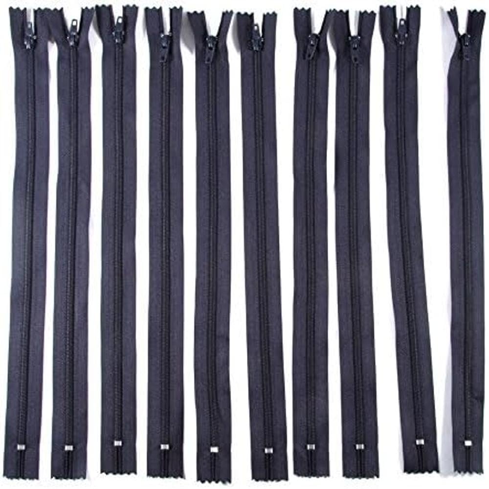 Trimz Navy 40Cm (~16Inch) One Way End Stop Zip With 4Mm Teeth 10 Pcs, Polyester, 40 Cm
