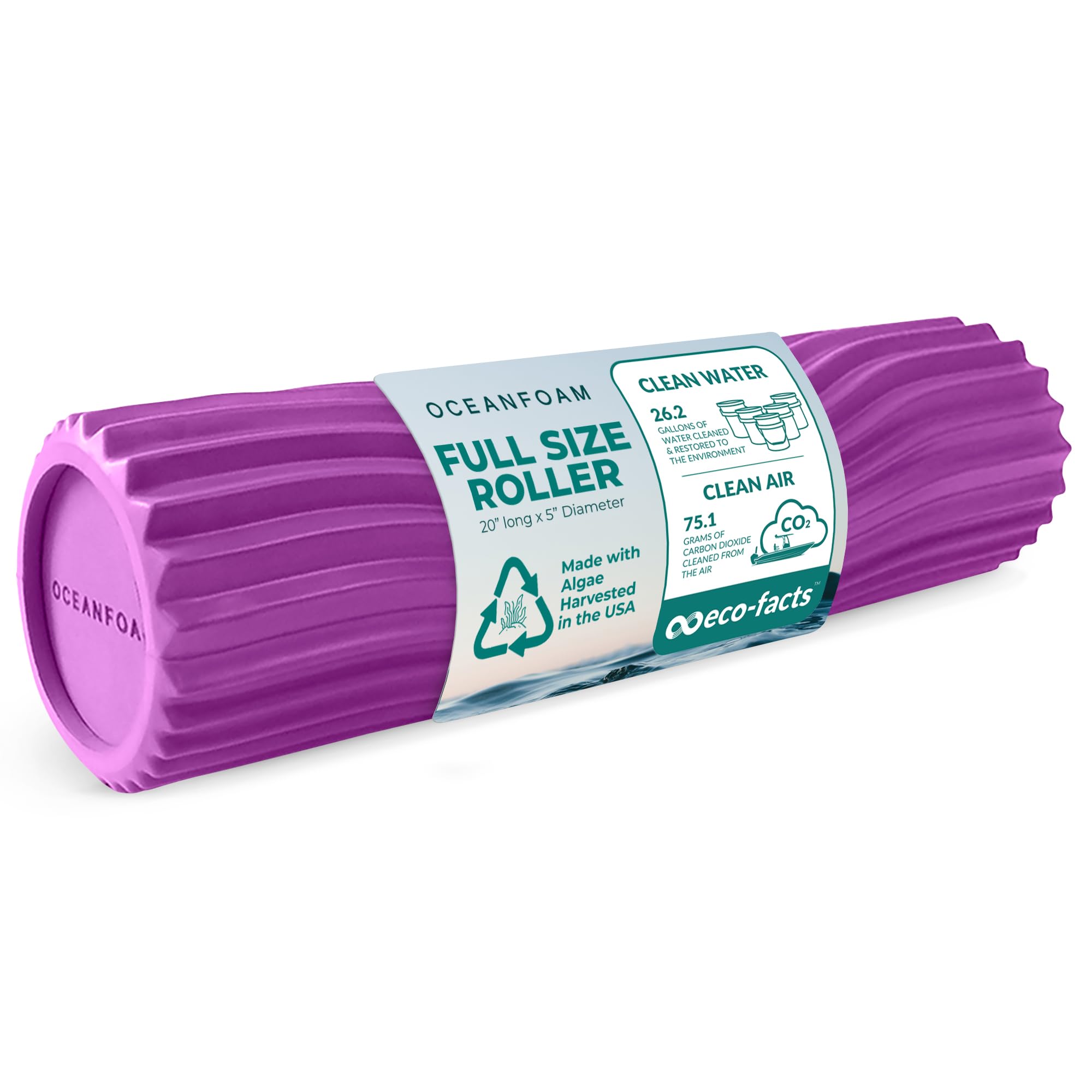 Oceanfoam Magenta Tidal Roller - Rodillo ergonómico de espuma para masaje muscular miofascial de espalda con textura de onda ancha - Yoga, atletismo, rigidez corporal, estiramiento, ejercicios de