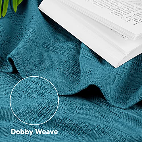 Image of Utopia Bedding 100% Cotton Thermal Blanket Teal Twin Size Soft, Lightweight, Breathable, Cozy Spring and Summer Blanket for Couch and Sofa, Home Room Decor Gifts for Women and Men (90x72 Inches)