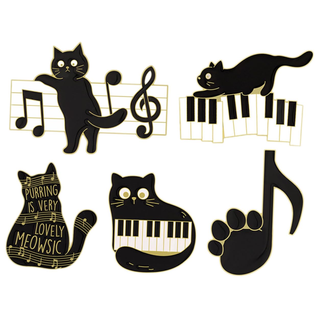 COLLBATH 25 Pz Spilla Con Nota Musicale Di Gatto Spilla Di Cartone Animato Gatti Spilla Per Zaini Spilla Da Scialle Perno Per Zaini Spilla Smaltata Kawaii Perni Musicali Lega Black