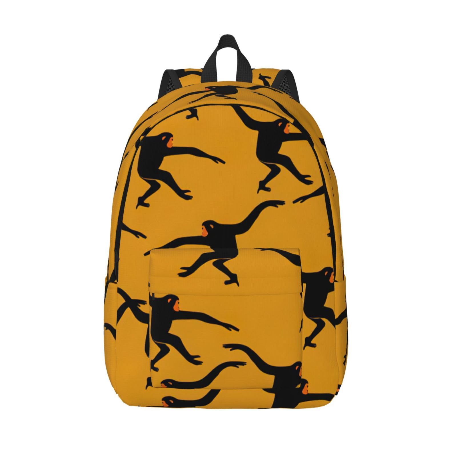 Xcyswbz Unisex Black Gibbon Monkey Canvas Backpack Laptop Daypacks Satchel Vintage Casual Rucksack Hiking Camping Bag Schoolbag