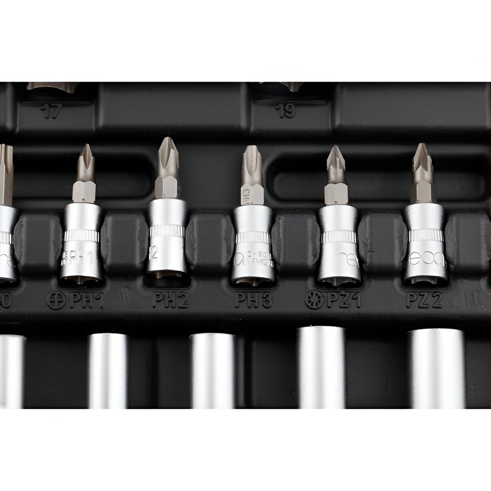 RECA Jeu de 93 douilles ECO 1/2" et 1/4" | Mallette à cliquet | Mallette à outils | Chrome Vanadium | Cliquets à denture fine | Mallette verrouillable