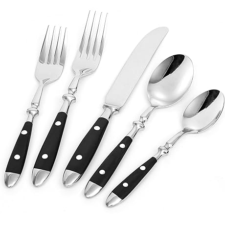 Black-Handled Silverware Set: Enduring Culinary Companions