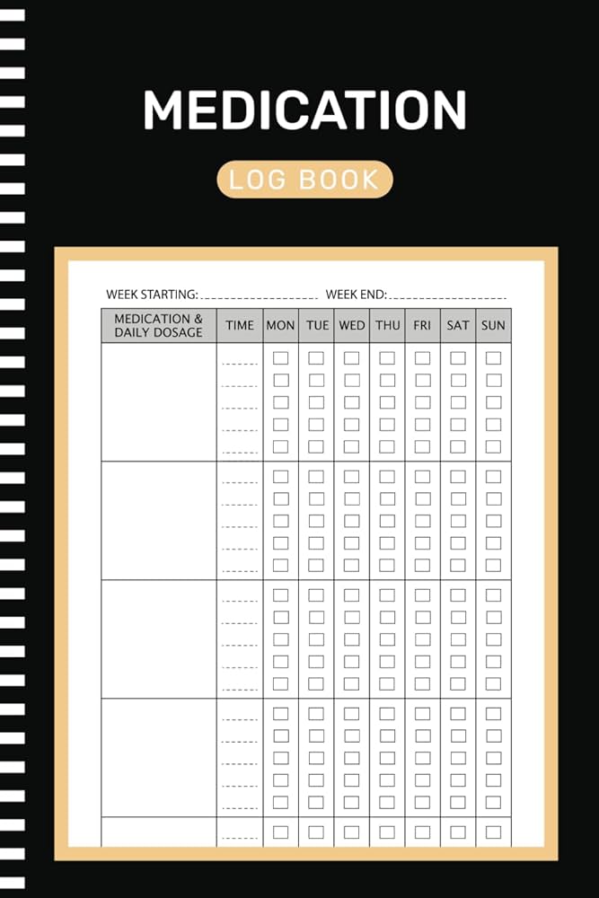 medication-log-book-daily-medication-tracker-logbook-monday-to-sunday-medicine-dosage-record-book-105-pages-6x9-inches-nina-margot-barker-amazon-com-books for Free Daily Medication Chart Printable Medication Log Book: Daily Medication Tracker Logbook Monday to Sunday Medicine Dosage Record Book ( 105 Pages