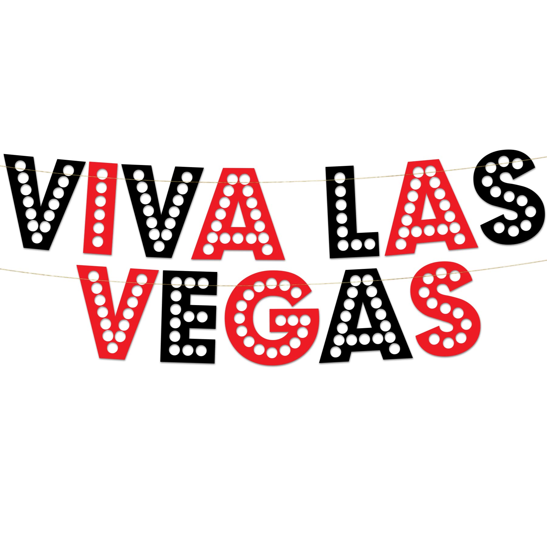 Viva Las Vegas Red and Black Glitter Banner - Las Vegas Bachelorette and Birthday Party Decorations, Favors, Supplies, and Ideas