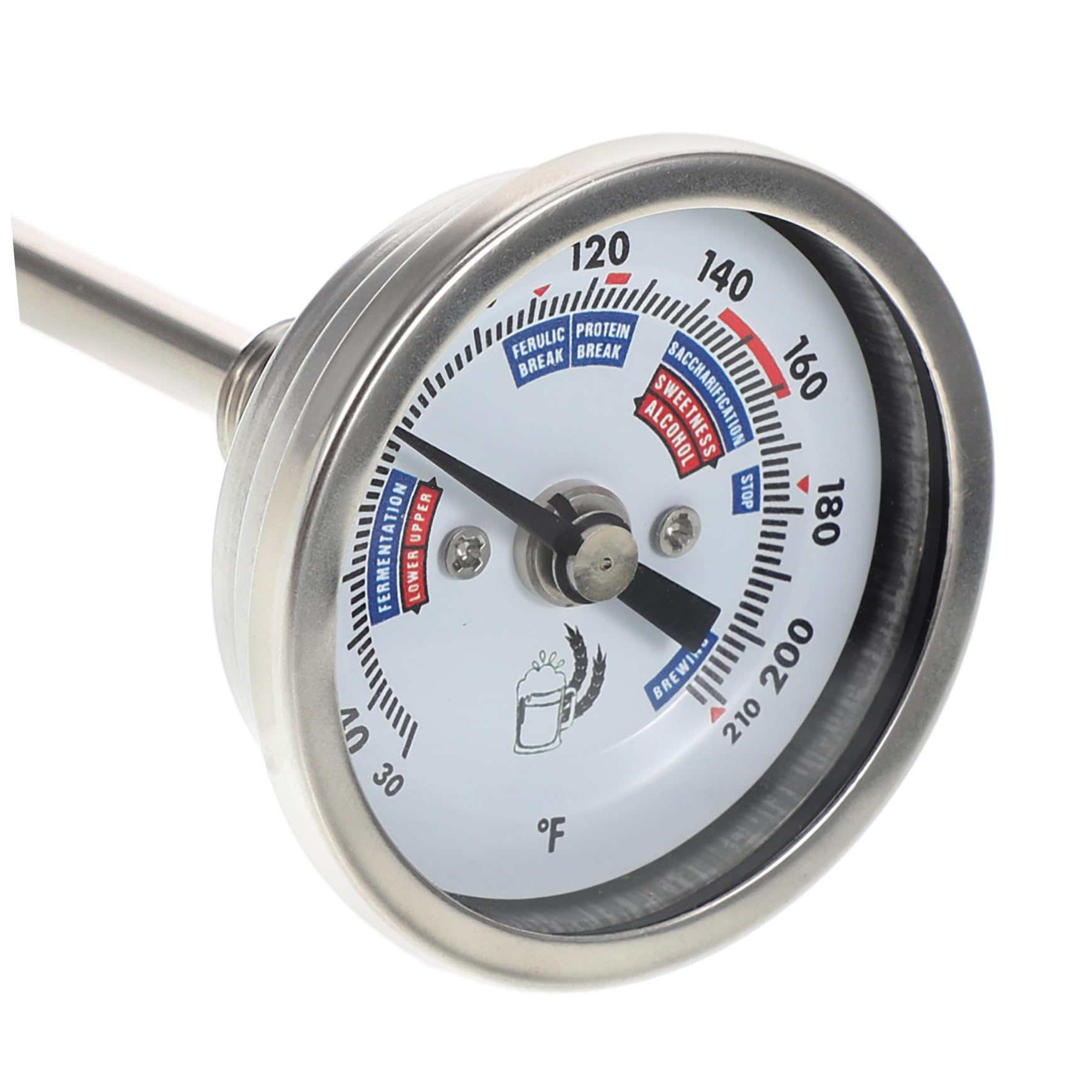 Termómetro Para Elaboración De Vino y Cerveza Casera, Acero Inoxidable 304 Anticorrosión, Doble Metal Axial, Rosca Para Olla y Barril, 2 Pulgadas, Precisión Profesional
