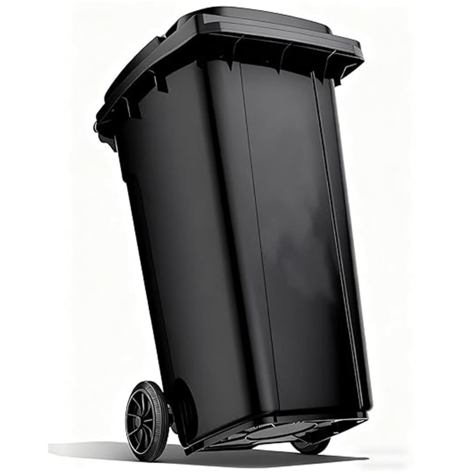 VITIWEDTY Industrial Outdoor Trash Can with Lid, 240L Heavy Duty Wheeled Garbage Bin for Patio, Backyard, Garage (Black 28 Gallon/100L)