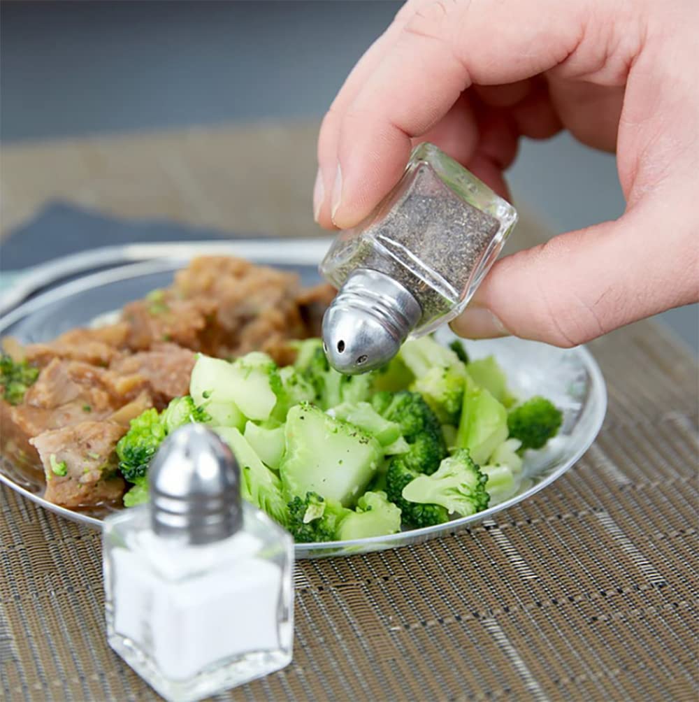 Mini salero y pimentero de 30 piezas, pequeños soportes transparentes para sal y pimienta, coctelera de especias de cristal en forma de cubo para cocina, hogar, boda, fiesta, barbacoa y camping