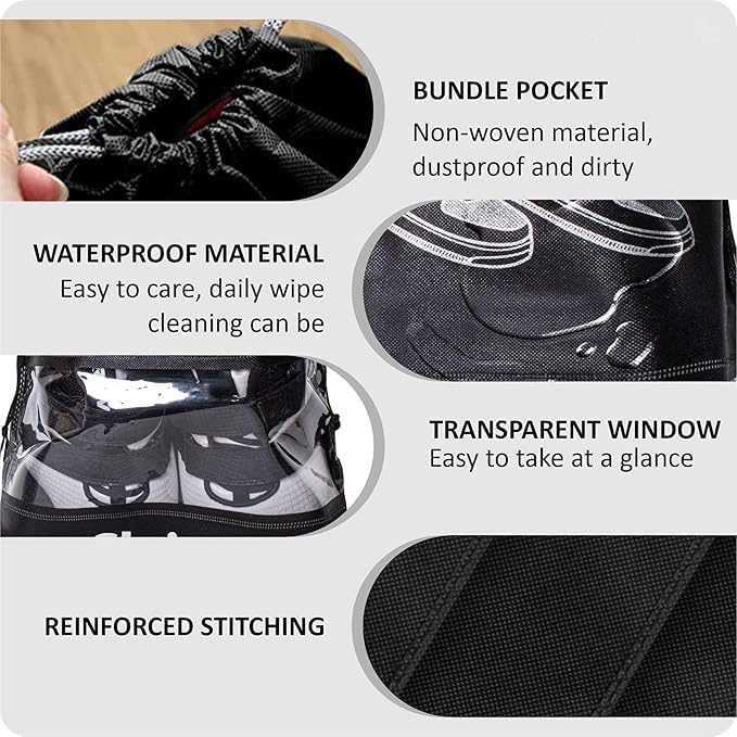 ADSTRUM Shoe Bag for Travel Man & Women Shoe Cover for Storage at Home Gym Reusable Travelling Accessories Organizer Pouch Travel Essentials Travelling Footwear Bags Black & Grey (48 Pcs) 3