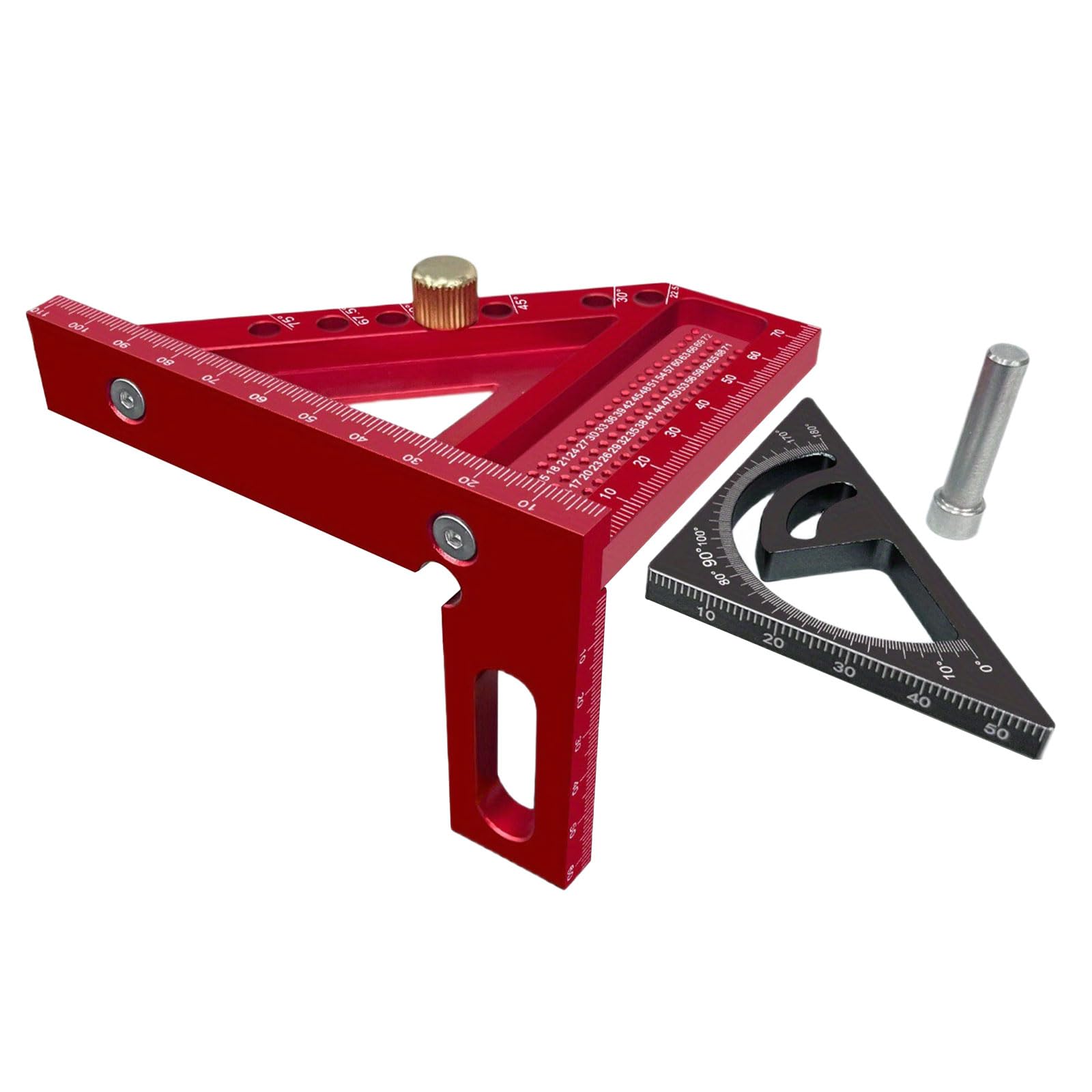 Juego de cuadrados combinados de aluminio de grado aeronáutico adecuado para carpintería, ángulos precisos y medidas de bordes rectos, regla de ángulos de doble propósito con borde recto