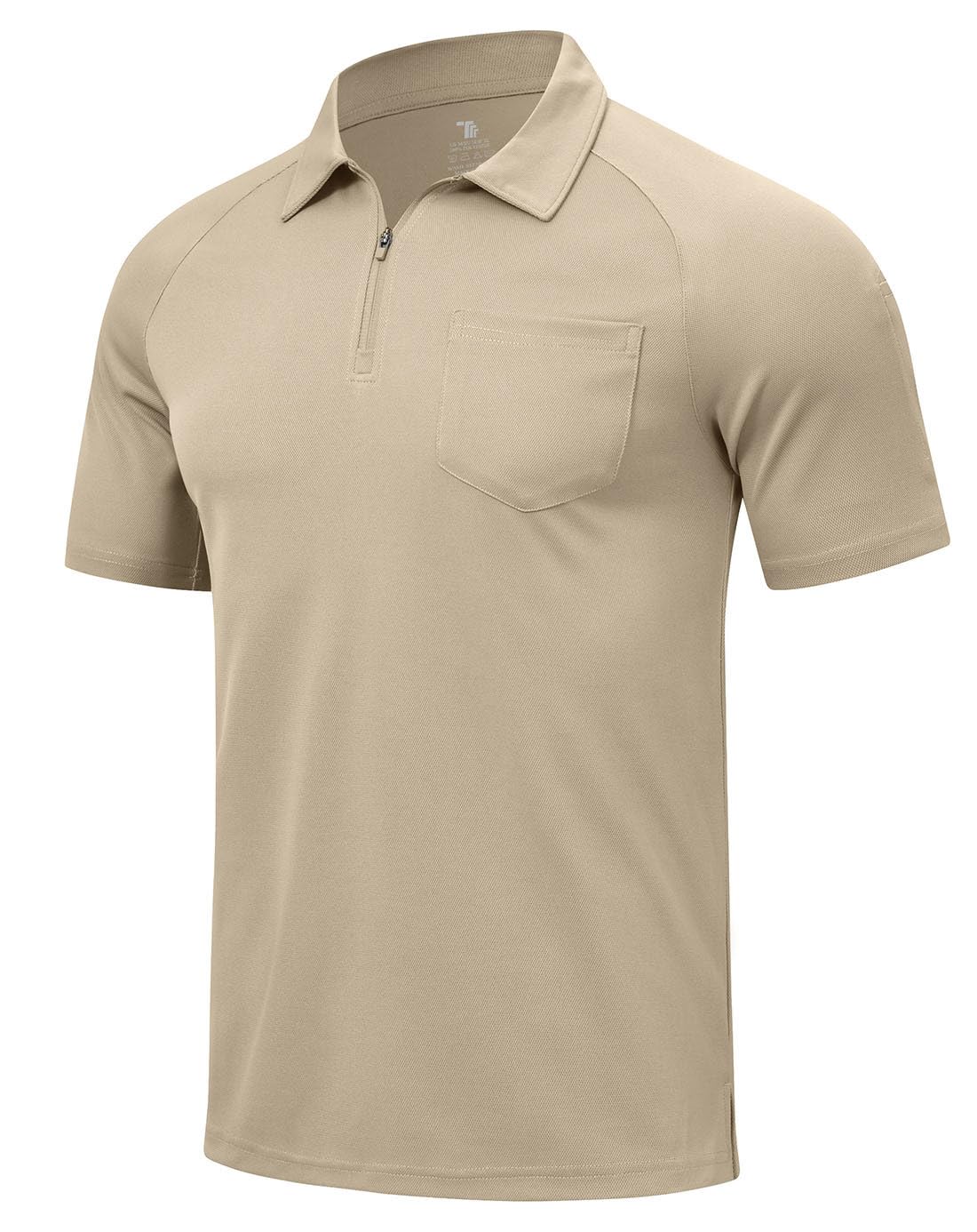 YSENTO Polo à manches courtes respirant pour homme - Fermeture éclair 1/4 - Polo de golf d'été - Avec poche de poitrine