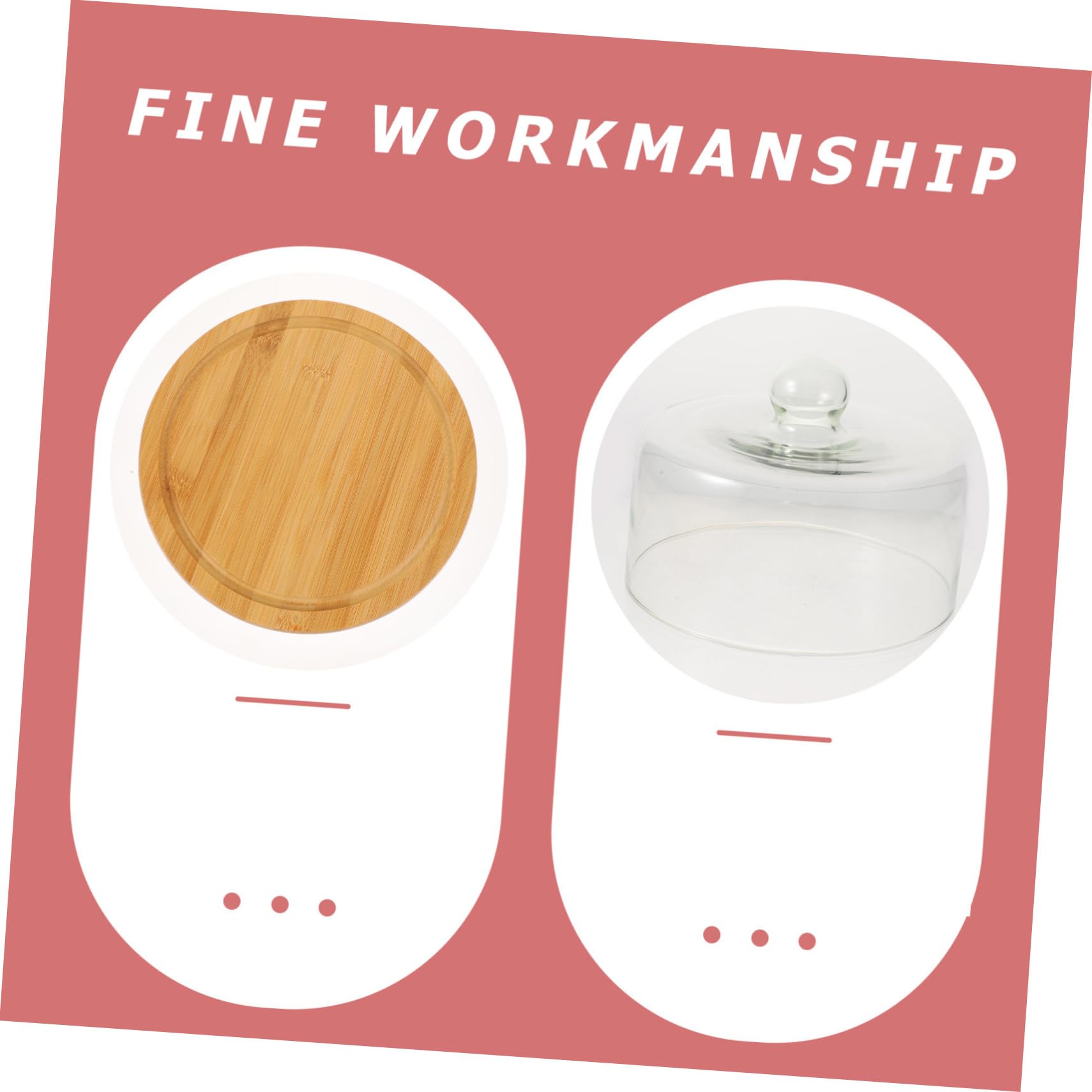 DOITOOL 1set Wooden Cake Display Tray Glass Dome Cover Serving Tray for Desserts Pastries and Afternoon Tea Temperature Resistant for Kitchen and Garden Use