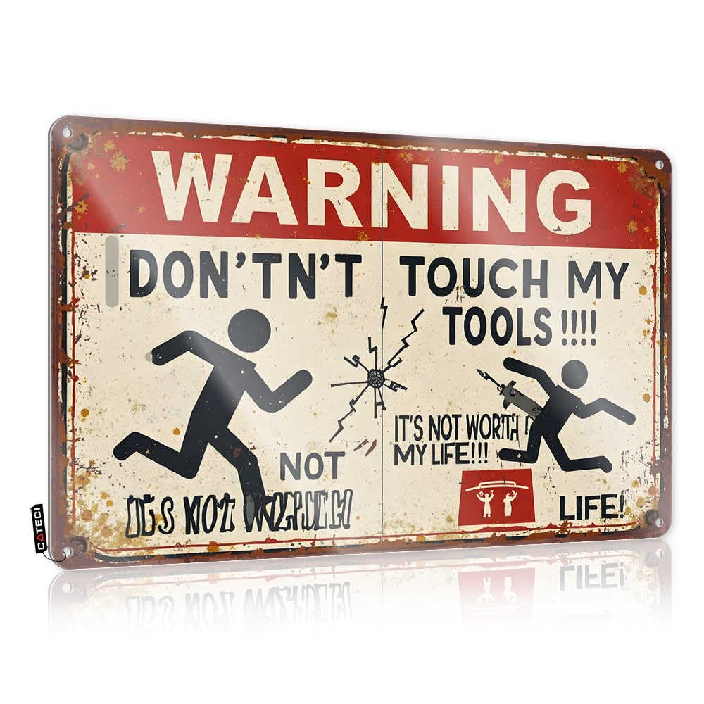 Fzfn Colour Camping Decor For Camper Essentials Tin Wall Decor | Warning: Tools Are Off-Limits - Danger Ahead! Round For Campsite Living Room(30X40cm)
